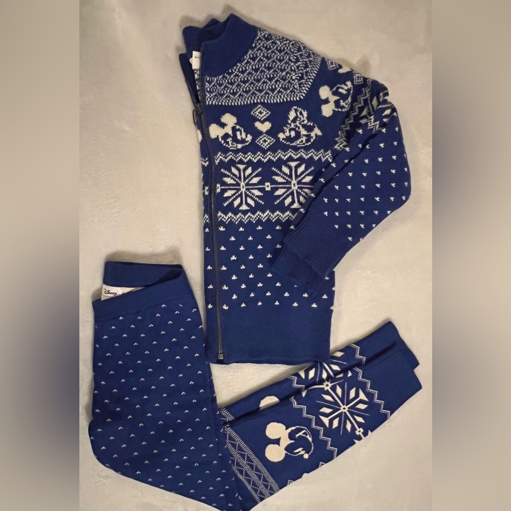 GAP Blue and White Mickey Fair Isle Kids Matching Set